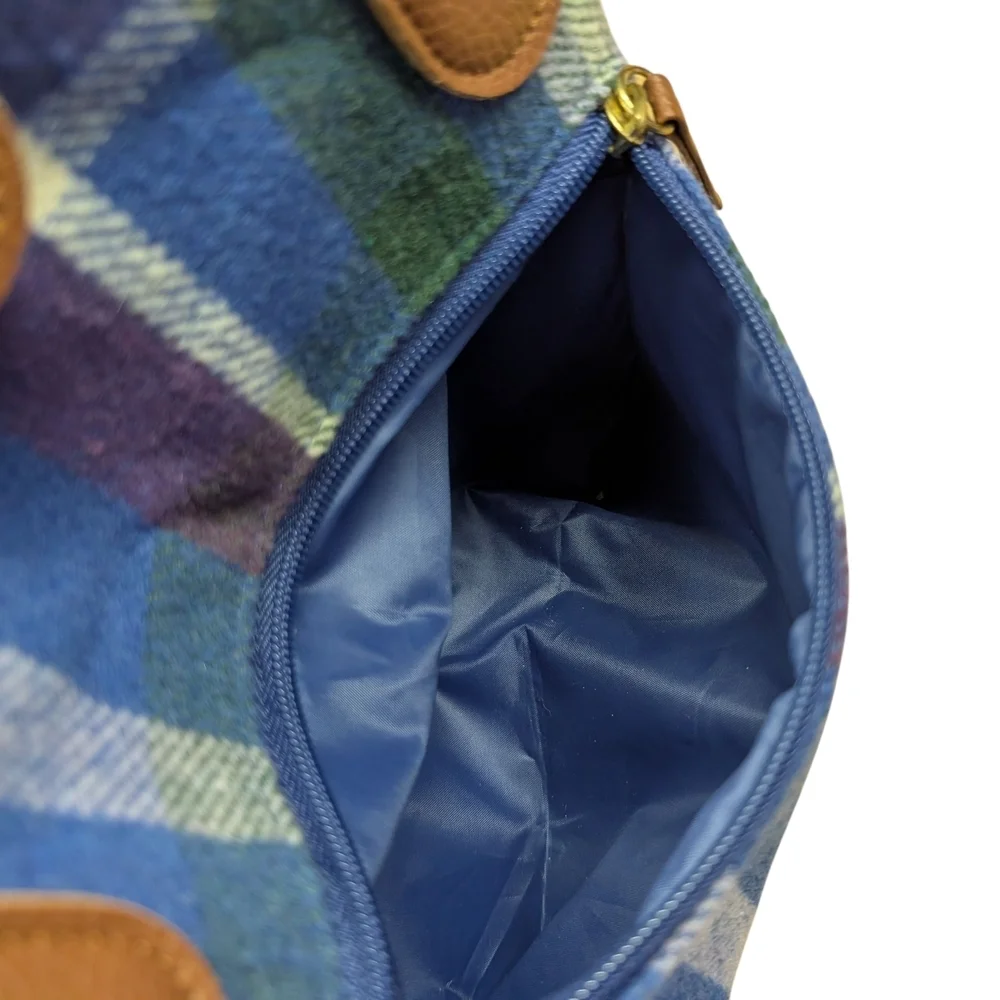 Woman Within Plaid Blue Brown White Pink Green Women's Handbag EUC Zipper Pocket - Picture 10 of 11